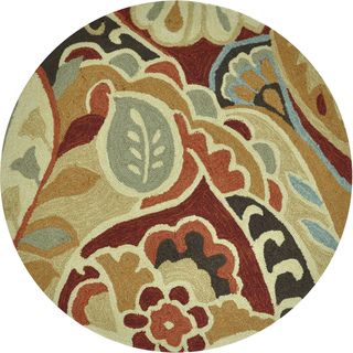 Hand hooked Savannah Red Abstract Rug (3 Round)
