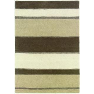 Super Indo natural Retro Stripe Linen/ Beige/ White Rug (8 X 11)