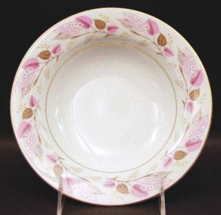 Noritake Rosanne Rim Soup Bowl, Fine China Dinnerware   Pink & Brown Leaves On R