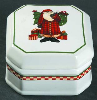 Sakura Magic Of Santa Square Box, Fine China Dinnerware   D Mumm,Checkered Or Tr