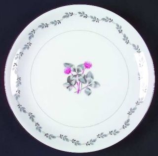 Japan China Silver Clover Dinner Plate, Fine China Dinnerware   Pink Clover,Gray