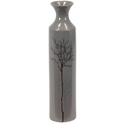 Grey Small Shiny 16 inch Ceramic Vase (GreySize 3 inches wide x 3 inches deep x 16 inches highUPC 877101241089For Decorative Purposes Only(Does Not Hold Water) 3 inches wide x 3 inches deep x 16 inches highUPC 877101241089For Decorative Purposes Only(D