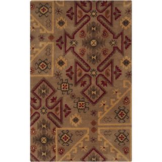 Hand tufted Brown/red Southwestern Aztec Gebze Wool Rug (5 X 8)