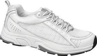 Mens Drew Jeremy   White/Grey Leather/Mesh Combo Diabetic Shoes