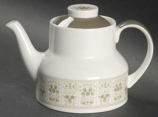 Royal Doulton Samarra Mini Teapot & Lid, Fine China Dinnerware   Green Design,Ta