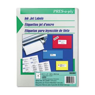 Avery Labels Pres A Ply 6 Up Inkjet Address Labels, 3 1/3 x 4, White (30584)