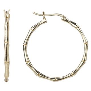 Gold Over Silver Polished Bamboo Hoop Earrings