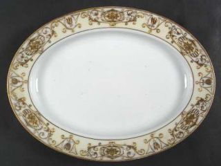 Noritake 175 11 Oval Serving Platter, Fine China Dinnerware   Gold Flowers & Sc