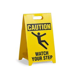 See All Plastic Floor Stand Sign   Caution Watch Your Step   Yellow