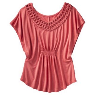 Cherokee Womens Flutter Sleeve Top   New Coral   XS
