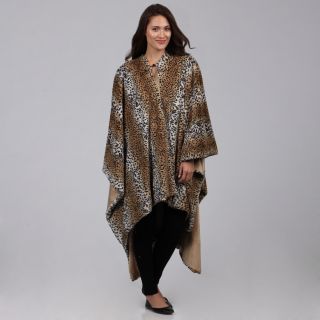 Faux Fur Leopard Poncho Throw (Leopard Dimensions 60 inches wide x 80 inches long Materials 100 percent polyester Care instructions Machine wash cold, this throw is not weather resistant and not recommended for outside use The digital images we display