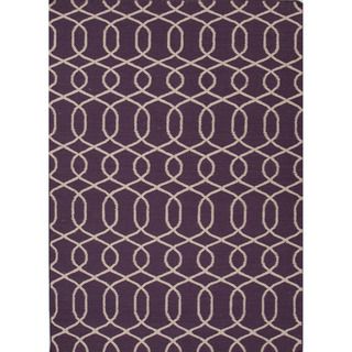 Handmade Flat weave Moroccan Pattern Pink/ Purple Wool Rug (9 X 12)