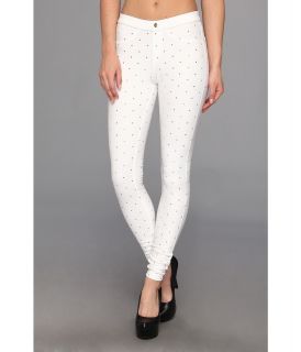 HUE Studded Denim Legging Womens Casual Pants (White)