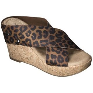 Womens Merona Nadia Wedge Cork Heels   Animal Print 7.5