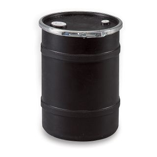 Dixie Heavy Duty Plastic Drums   Open Head With Lever Ring   15 Gallon Capacity   Black   Black  (SS OH 15 BLK)