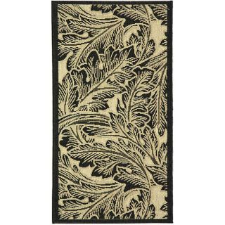 Indoor/ Outdoor Acklins Sand/ Black Runner (24 X 67) (BeigePattern FloralMeasures 0.25 inch thickTip We recommend the use of a non skid pad to keep the rug in place on smooth surfaces.All rug sizes are approximate. Due to the difference of monitor color
