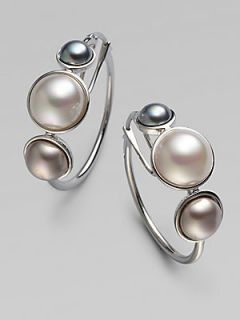 Majorica 6MM, 8MM & 10MM Mabe Sterling Silver Pearl Hoop Earrings/1  