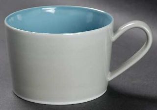 Dansk Kyra Flat Cup, Fine China Dinnerware   Blue In,Gray Out,Undecorated,Rim,No