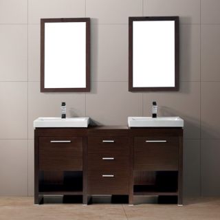 Vigo Industries VG09027118K Bathroom Vanity, 59 Adonia Double w/Mirrors Wenge