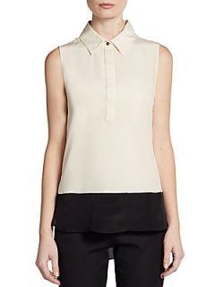 Sleeveless Colorblock Blouse   Champagne