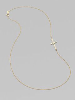Mizuki 14K Yellow Gold Side Cross Necklace   Gold
