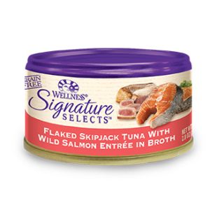 Signature Selects Grain Free Flaked Skipjack Tuna with Wild Salmon Entree Canned Cat Food, 2.8 oz., Case of 24