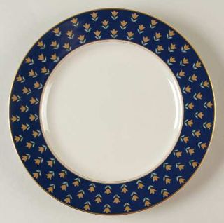 Mikasa Carnaby Salad Plate, Fine China Dinnerware   Cobalt Border, Yellow Flower