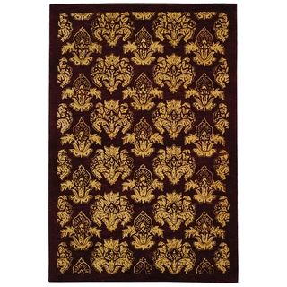 Handmade Metro Fleur Maroon Red New Zealand Wool Rug (8 X 10)