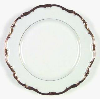 Forest 8410a Dinner Plate, Fine China Dinnerware   White, Scalloped, Gold Trim &