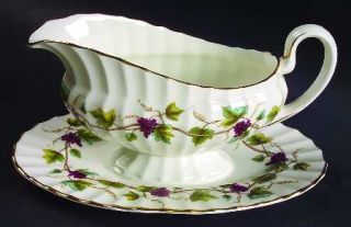 Royal Worcester Bacchanal Cream Gravy Boat with Attached Underplate, Fine China