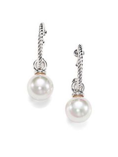 Majorica 10MM White Pearl & Sterling Silver Hoop Earrings/2.5   Silver White