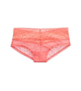Whipped Strawberry Aerie Dot Mesh & Lace Cheeky, Womens M