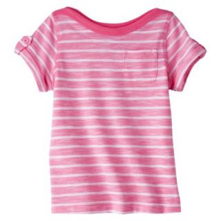 Cherokee Infant Toddler Girls Striped Short Sleeve Tee   Dazzle Pink 4T