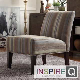 Inspire Q Kayla Seamless Stripe Fabric Armless Lounge Chair