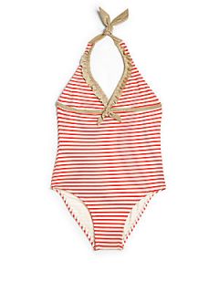 Onda De Mar Swim Toddlers & Little Girls Ruffled & Striped Swimsuit   Red Stri
