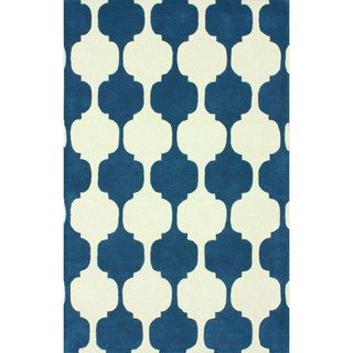 Nuloom Handmade Modern Chess Trellis Blue Rug (76 X 96)