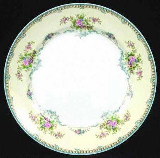 Noritake N170 Dinner Plate, Fine China Dinnerware   Blue Band & Scrolls,Floral S