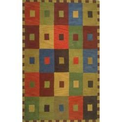 Hand tufted Concentric Square Multi Wool Rug (22 X 8)