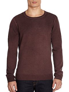 Long Sleeve Double Printed Wool Sweater   Dark Merlot
