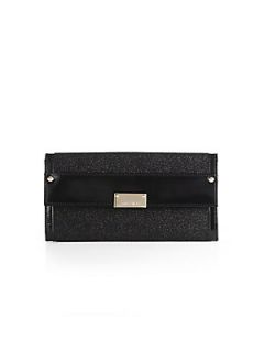 Jimmy Choo Large Woven Continental Wallet   Black