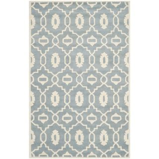 Safavieh Handmade Moroccan Chatham Collection Blue/ Ivory Wool Rug (4 X 6)
