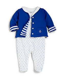 Petit Bateau Infants Two Piece Star Footie & Sailor Jacket Set   Blue White