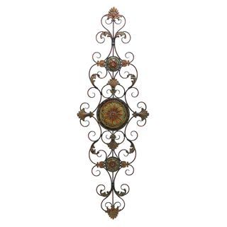 Metal Scroll Decor (Deep brown with different traces of colors 20 inches high x 56 inches wide x 3.50 deepMaterial Rust free metal alloy adored with different accentsColor Deep brown with different traces of colors Rust free metal alloy adored with diff