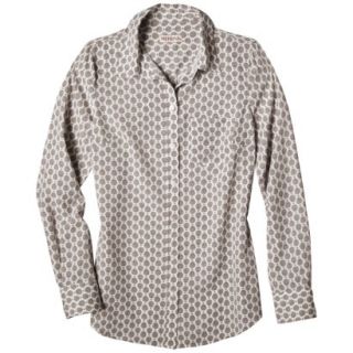 Merona Womens Plus Size Long Sleeve Button Down Shirt   Cream/Gray 1