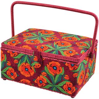 Floral pattern Rectangle Sewing Basket  12 1/2 X 9 1/2 X 6 3/4