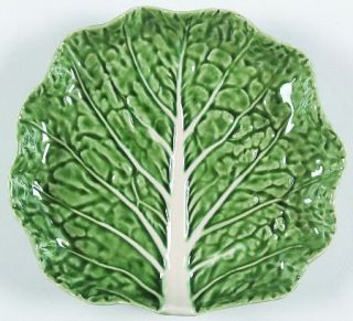 Bordallo Pinheiro Cabbage Green Dessert/Pie Plate, Fine China Dinnerware   Green
