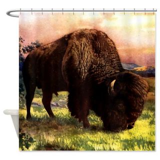  Vintage Bison Painting Shower Curtain  Use code FREECART at Checkout