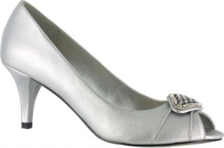 Womens Easy Street Shalimar   Silver Satin Ornamented Shoes