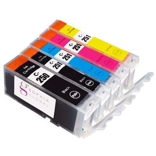 Sophia Global Compatible Canon Pgi 250/ Cli 251 Black, Cyan, Magenta, Yellow Ink Cartridges (pack Of 5) (Black, cyan, magenta, yellowPrint yield Up to 500 pages for the large black and up to 665 pages for each CLI cartridgeModel SGPGI 250BCLI 251CMYPack