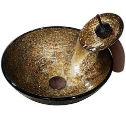 Vigo Textured Copper Vessel Sink And Waterfall Faucet (Textured copperExterior dimensions 6 inches high x 16.5 inches in diameterInterior dimensions 5.5 inches high x 15.5 inches in diameterDrain opening dimensions 1.375 inches in diameterSolid tempere